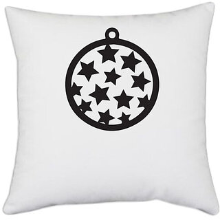                       UDNAG White Polyester 'Christmass | Christmas Bauble 25' Pillow Cover [16 Inch X 16 Inch]                                              