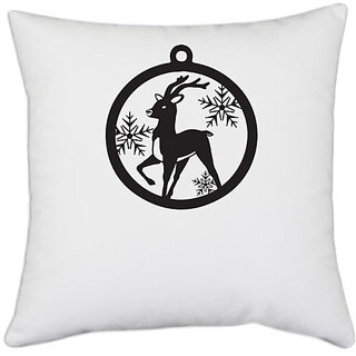                       UDNAG White Polyester 'Christmass | Christmas Bauble 27' Pillow Cover [16 Inch X 16 Inch]                                              
