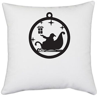                       UDNAG White Polyester 'Christmass | Christmas Bauble 28' Pillow Cover [16 Inch X 16 Inch]                                              