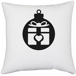                       UDNAG White Polyester 'Christmass | Christmas Bauble 30' Pillow Cover [16 Inch X 16 Inch]                                              