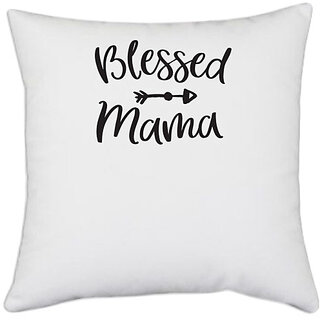                       UDNAG White Polyester 'Mother | Blessed Mama' Pillow Cover [16 Inch X 16 Inch]                                              