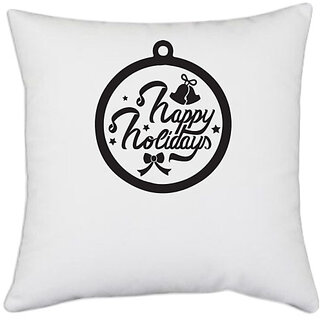                       UDNAG White Polyester 'Christmass | Christmas Bauble 32' Pillow Cover [16 Inch X 16 Inch]                                              