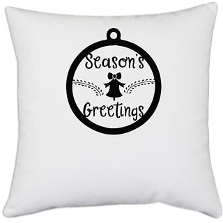                       UDNAG White Polyester 'Christmass | Christmas Bauble 33' Pillow Cover [16 Inch X 16 Inch]                                              