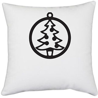                       UDNAG White Polyester 'Christmass | Christmas Bauble 35' Pillow Cover [16 Inch X 16 Inch]                                              
