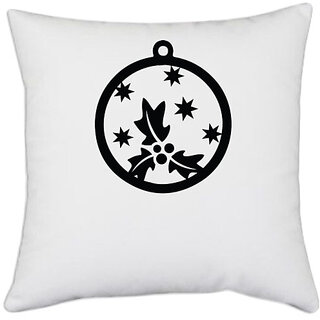                       UDNAG White Polyester 'Christmass | Christmas Bauble 37' Pillow Cover [16 Inch X 16 Inch]                                              