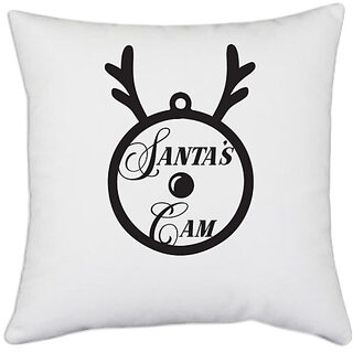                       UDNAG White Polyester 'Christmass | Christmas Bauble 40' Pillow Cover [16 Inch X 16 Inch]                                              