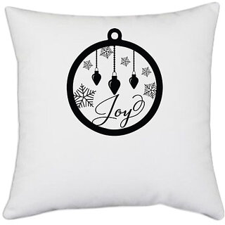                       UDNAG White Polyester 'Christmass | Christmas Bauble 41' Pillow Cover [16 Inch X 16 Inch]                                              