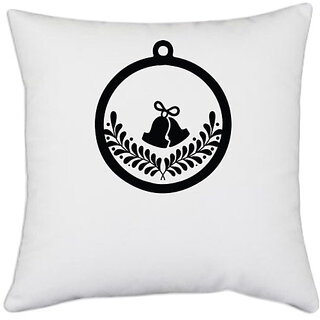                       UDNAG White Polyester 'Christmass | Christmas Bauble 42' Pillow Cover [16 Inch X 16 Inch]                                              