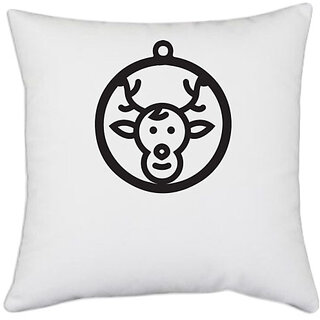                       UDNAG White Polyester 'Christmass | Christmas Bauble 45' Pillow Cover [16 Inch X 16 Inch]                                              