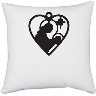                       UDNAG White Polyester 'Christmass | Christmas Bauble 46' Pillow Cover [16 Inch X 16 Inch]                                              