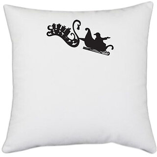                       UDNAG White Polyester 'Christmass | Christmas Santaclous Shape' Pillow Cover [16 Inch X 16 Inch]                                              