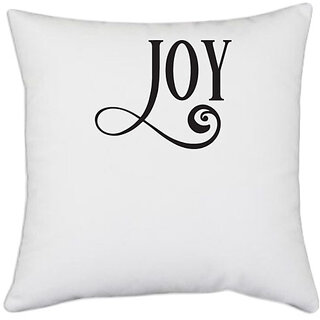                       UDNAG White Polyester 'Christmass | Christmas joy' Pillow Cover [16 Inch X 16 Inch]                                              
