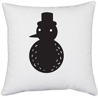                       UDNAG White Polyester 'Christmass | Christmas Santa Ice Doll' Pillow Cover [16 Inch X 16 Inch]                                              