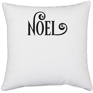                       UDNAG White Polyester 'Christmass | Christmas Noel' Pillow Cover [16 Inch X 16 Inch]                                              