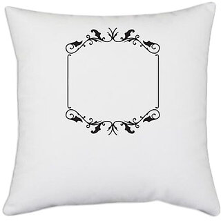                       UDNAG White Polyester 'Floral | Decorative Frame1' Pillow Cover [16 Inch X 16 Inch]                                              