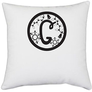                       UDNAG White Polyester 'Christmass | Christmas Monogram Alphabet G' Pillow Cover [16 Inch X 16 Inch]                                              