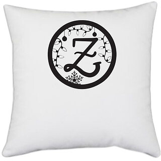                       UDNAG White Polyester 'Christmass | Christmas Monogram Alphabet Z' Pillow Cover [16 Inch X 16 Inch]                                              