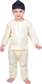 Kidzee Kingdom  Pure Cotton  Full-Sleeves  Light Yellow  Baby Boy's  Kurta and Pyjama Set