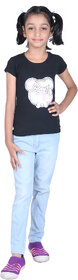 Kid Kupboard | Pure Cotton | Half-Sleeves | Girl's | Black | Solid | T-Shirt | Round Neck