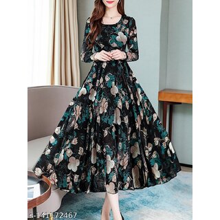                      NEOEN BLACK 007 FLOWER PRINTED DRESS                                              