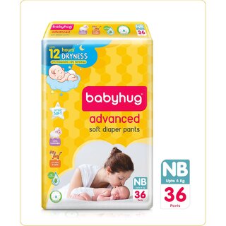 Babyhug Advanced Pant Style Diapers New Born - 36 Pieces