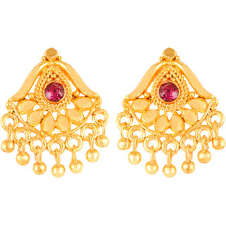                       Traditional wear Gold Plated  CZ earring for Women and Girls ( Pack of 1 pair Stud Earring)                                              