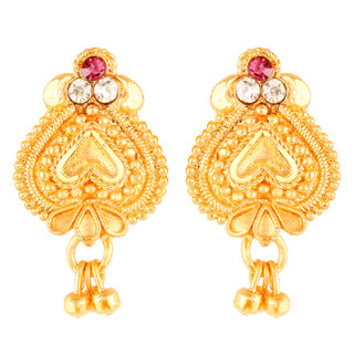                       Allure Beautiful Earrings Elite Chic Gold Plated Screw back Studs CZ earring  for Women and Girls                                              