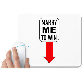 UDNAG White Mousepad 'Marry me to win this' for Computer / PC / Laptop [230 x 200 x 5mm]