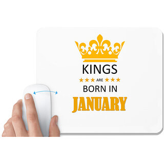                       UDNAG White Mousepad 'Birthday | Kings are born in January' for Computer / PC / Laptop [230 x 200 x 5mm]                                              