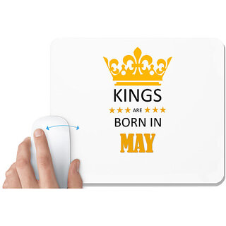                       UDNAG White Mousepad 'Birthday | Kings are born in May' for Computer / PC / Laptop [230 x 200 x 5mm]                                              