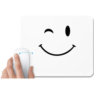                       UDNAG White Mousepad 'Smiley | emoji' for Computer / PC / Laptop [230 x 200 x 5mm]                                              