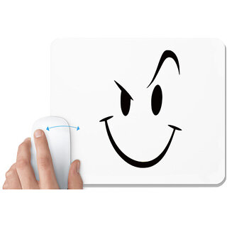                       UDNAG White Mousepad 'Smiley' for Computer / PC / Laptop [230 x 200 x 5mm]                                              