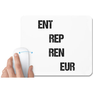                       UDNAG White Mousepad 'Entrepreneur | ENT REP REN EUR' for Computer / PC / Laptop [230 x 200 x 5mm]                                              