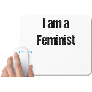                       UDNAG White Mousepad 'Feminist | I am a feminist' for Computer / PC / Laptop [230 x 200 x 5mm]                                              