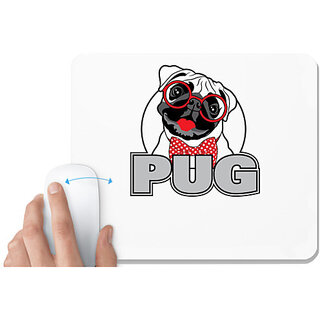                       UDNAG White Mousepad 'Dog | Pug' for Computer / PC / Laptop [230 x 200 x 5mm]                                              