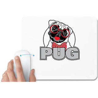 UDNAG White Mousepad 'Dog | Pug' for Computer / PC / Laptop [230 x 200 x 5mm]