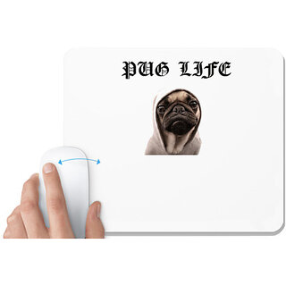                       UDNAG White Mousepad 'Pug | Pug life' for Computer / PC / Laptop [230 x 200 x 5mm]                                              