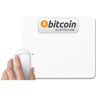                       UDNAG White Mousepad 'Crycryptocurrency | Bitcoin accepted here' for Computer / PC / Laptop [230 x 200 x 5mm]                                              