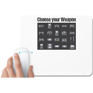                       UDNAG White Mousepad 'Your Weapon | Choose your weapon' for Computer / PC / Laptop [230 x 200 x 5mm]                                              