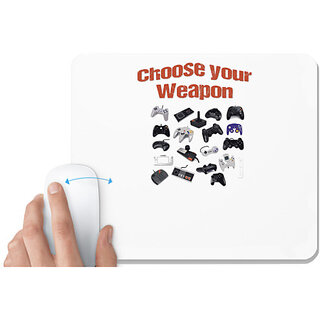                       UDNAG White Mousepad 'Weapon | Choose your weapon' for Computer / PC / Laptop [230 x 200 x 5mm]                                              
