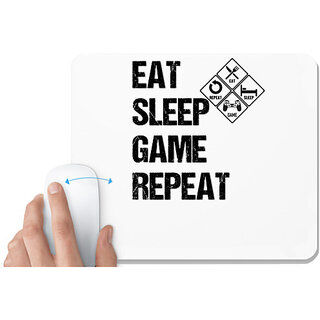                       UDNAG White Mousepad 'cycle | Eat Sleep Game Repeat' for Computer / PC / Laptop [230 x 200 x 5mm]                                              