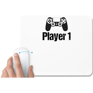                       UDNAG White Mousepad 'Player | Player 1' for Computer / PC / Laptop [230 x 200 x 5mm]                                              