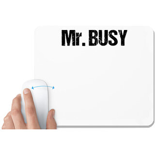                       UDNAG White Mousepad 'Busy | Mr. Busy' for Computer / PC / Laptop [230 x 200 x 5mm]                                              
