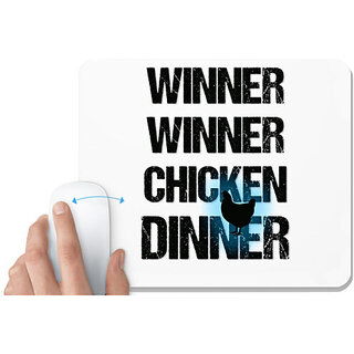                       UDNAG White Mousepad 'Winner winner chicken dinner' for Computer / PC / Laptop [230 x 200 x 5mm]                                              