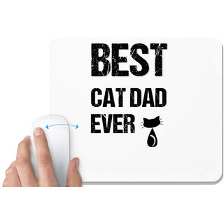                      UDNAG White Mousepad 'Cat Dad | Best Cat Dad Ever' for Computer / PC / Laptop [230 x 200 x 5mm]                                              