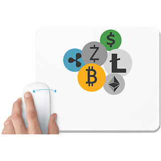                      UDNAG White Mousepad 'Cryptocurrency' for Computer / PC / Laptop [230 x 200 x 5mm]                                              