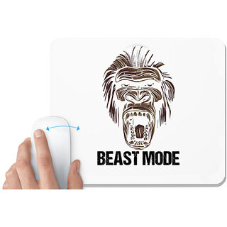                       UDNAG White Mousepad 'Beast mode | Ape Beast Mode' for Computer / PC / Laptop [230 x 200 x 5mm]                                              