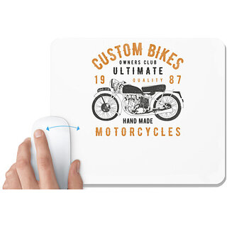                       UDNAG White Mousepad 'Motor Cycle | Custom Bikes Motorcycles' for Computer / PC / Laptop [230 x 200 x 5mm]                                              