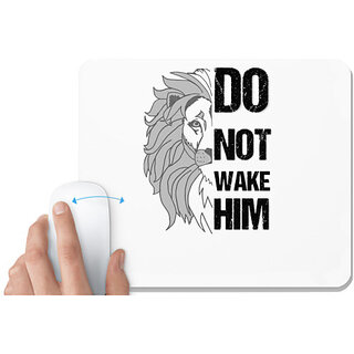                       UDNAG White Mousepad 'Lion | Do not wake him' for Computer / PC / Laptop [230 x 200 x 5mm]                                              