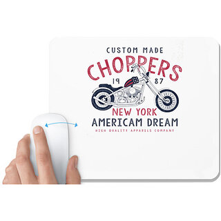                       UDNAG White Mousepad 'Choppers Bike | Custom Made Choppers American Dream' for Computer / PC / Laptop [230 x 200 x 5mm]                                              